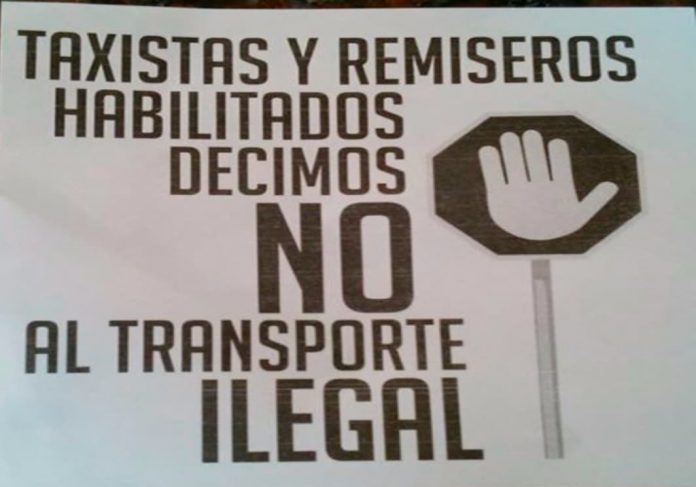 Panfleto de las entidades de taxistas de La Plata convocando al paro del 22 de junio