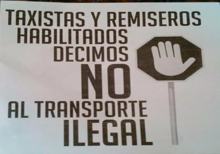 Panfleto de las entidades de taxistas de La Plata convocando al paro del 22 de junio
