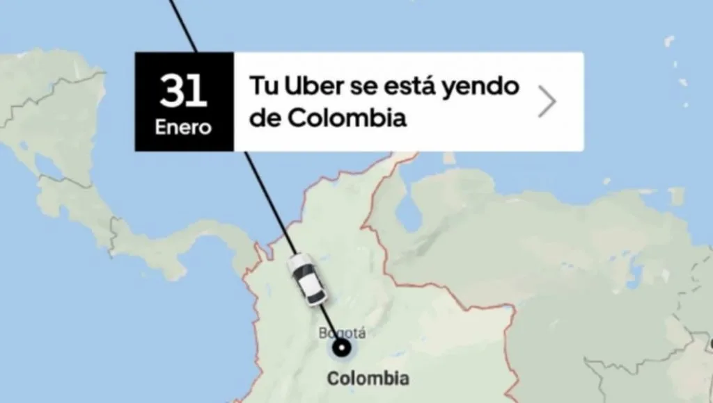 Aplicación de Uber en smartphone en Colombia