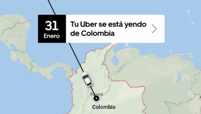 Aplicación de Uber en smartphone en Colombia