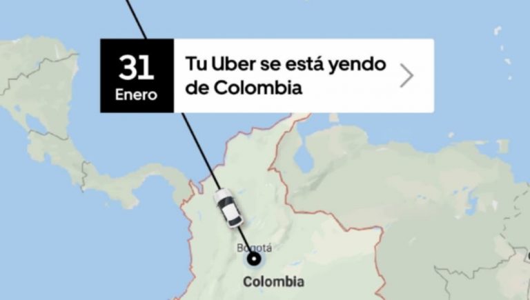 Aplicación de Uber en smartphone en Colombia